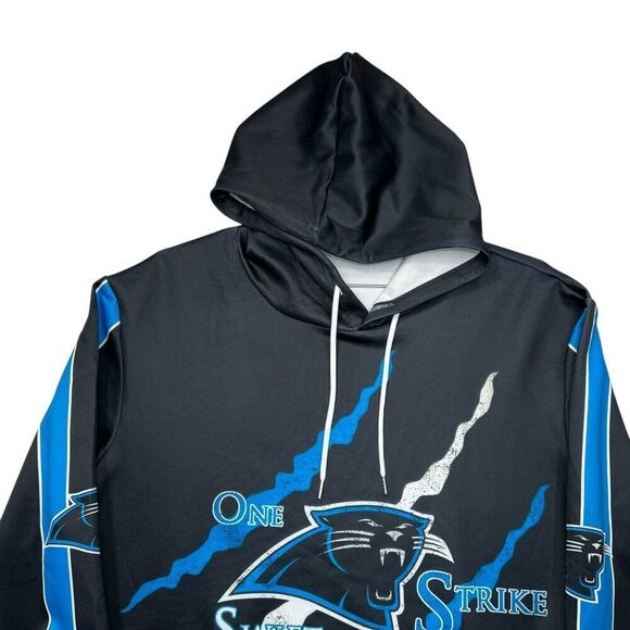 NFL Carolina Panthers Hoodie Mens Size XL Black Blue One Swift Strike Sweatshirt - Picture 3 of 8